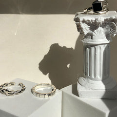 S925 Sterling Silver Rings for Women Fashion Geometry Simplicity Adjustable