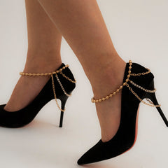1 PC Multilayer Link Chain Tassel Anklets