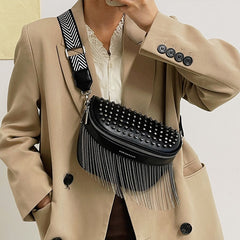 Fashion Tassel Leather Large Capacity Crossbody Chest Bag