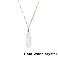 Hexagonal Cylindrical Crystal Necklace Natural Stone Pendant