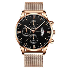 Fashion Mens Watches Luxury Men Stainless Steel Mesh Belt Quartz Wrist