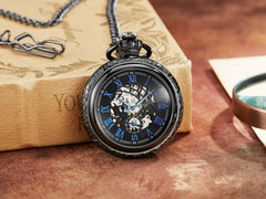 Bronze Mechanical Hand Wind Pocket Watches Roman Numeral