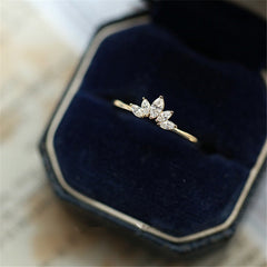 Silver Pavé Crystal Plating 14k Gold Simple Crown Ring