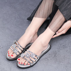 Women Fashion Peep Toe Silver Anti Skid Beach Sandals