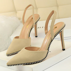 Shoes Rivet High Heels Woman Pumps Pu Leather Women Heels 9cm