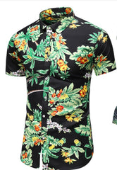 Style Design Short Sleeve Casual Shirt Men Print Beach Blouse