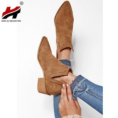Ankle Boots For Women Low Heel Boots Women Pointed Boots