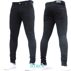 Mens Skinny Blue jeans Popular Scratch Slim Denim Pants Pencil Pants