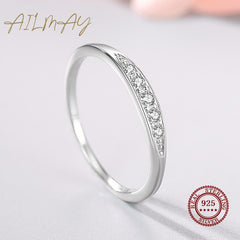 Silver Simple Stackable Female Rings Clear Zircon Finger Ring