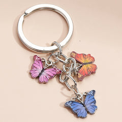 Colorful Enamel Butterfly Keychain Insects Car Key