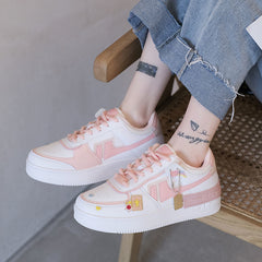 Kawaii Candy Color Canvas Sneakers Japanese Style Patchwork