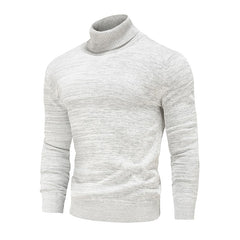 Turtleneck Cotton Slim Knitted Pullovers Men Solid Color Casual Sweaters