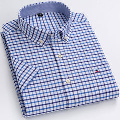 Oxford Short Sleeve Summer Casual Shirts Single Pocket Comfortable Standard-fit