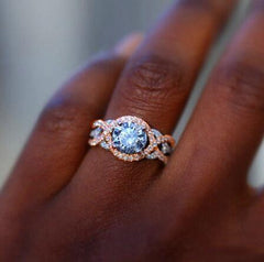 Crystal Round Engagement Ring Cute 925 Silver Zircon Stone Ring Vintage