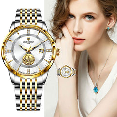 Women Watch Brand Fashion Ladies Watch Elegant Gold Steel Wristwatch