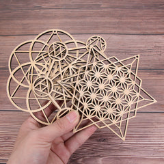 1PC Flower of Life Shape Wooden Wall Sign Laser Cut Non-slip Coaster Set