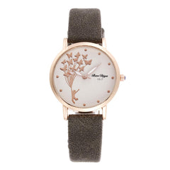 Fashion Butterfly Women Watches Simple Brown Quartz