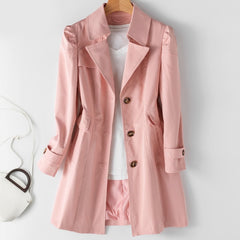 Trench Coat Single-breasted Mid-Long Women Trench Coat Overcoat
