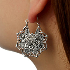 Lotus Skull Mandala Bee Flower Earrings