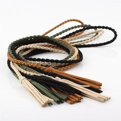 Tassel Belt Braided waistband Boho Girls Thin Waist Rope Knitted waist Belts