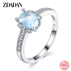 Silver Charm Aquamarine Ring For Women Fashion Jewelry