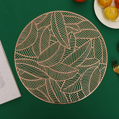 PVC Bronzing leaves Flower Hollow Non-slip Kitchen Placemat