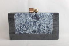 Marbling white Acrylic Purse Box Clutch Luxury Handbags