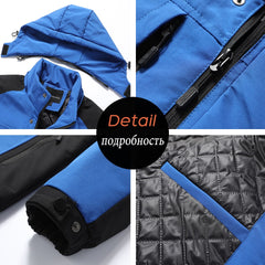 Outdoor Vintage Thick Jacket Coat Men Fashion Patchwork Waterproof Pockets