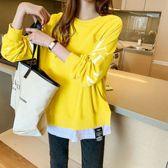 Pullover Women Ins Tide Hem Two-piece Fake Two-piece Blouse