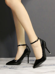 7cm Or 10cm Heels Buckle Women Pointed Toe Pumps Shoes