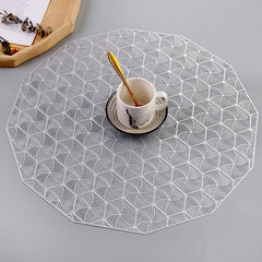 PVC Bronzing leaves Flower Hollow Non-slip Kitchen Placemat