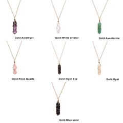 Hexagonal Cylindrical Crystal Necklace Natural Stone Pendant
