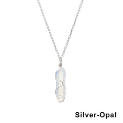 Hexagonal Cylindrical Crystal Necklace Natural Stone Pendant