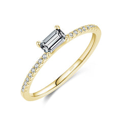 Simple Square Clear CZ Charm Gold Color Finger Rings