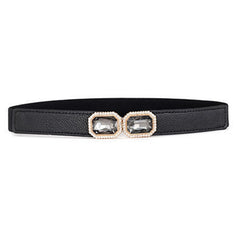 63cm Female Fashion Thin Elastic Stretch Waistband Crystal Bow Belt