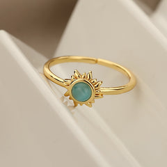 Vintage Opal Rings For Women Stainless Steel Sun Rings
