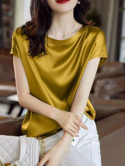 Silk Thin Short Sleeve Tees Style Slip