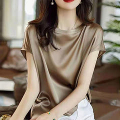Silk Thin Short Sleeve Tees Style Slip