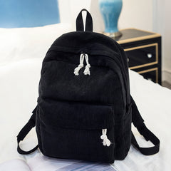 College Style Soft Fabric Backpack School Bag Female Corduroy Design