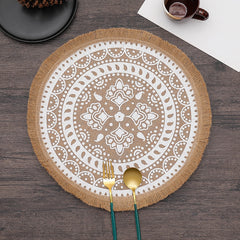 ROUND Cotton and linen Placemat For Dining Table Mat