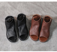 Thick Heel Gladiator Sandals Shoes Retro Handmade