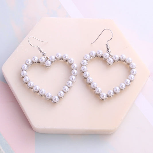 Colourful Bow Earrings For Geometry Circle Simulated Pearl Earrings