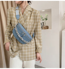 Thick Chain Waist Bag Women Leather Fanny Pack