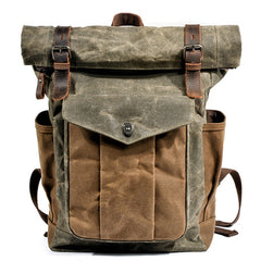 Vintage Canvas Backpacks for Men Oil Wax Canvas Leather Travel Backpack
