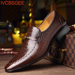 Pattern Leather Dress Shoes for Men Classic Italian Casual
