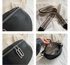 Solid Color PU Leather Fanny Pack For Women Stylish Waist Pack