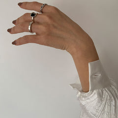 S925 Sterling Silver Rings for Women Fashion Geometry Simplicity Adjustable