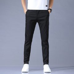 Pants Mens Stretch Korean Casual Slim Fit Elastic Waist Business Classic