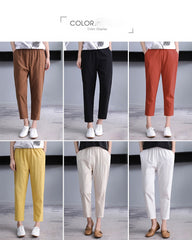 Harem Vintage Cotton Linen Capri Pants