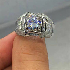 Crystal Birthstone Ring Wedding Band Men Party Jewelry